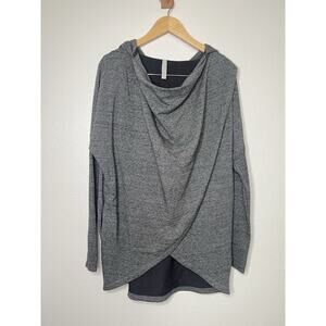 Athleta Purana Wrap Hooded Sweatshirt Women's M Top Heather Grey Activewear